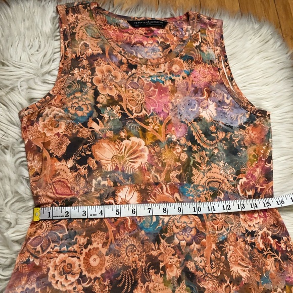 Peruvian Connection Solange Floral Sleeveless Orange Brown Jersey Maxi Dress M - Picture 11 of 12
